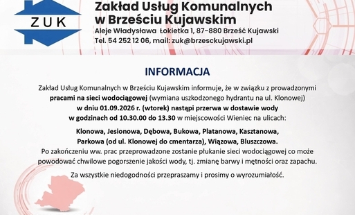 Zdjęcie do Komunikat dla mieszkańc&oacute;w - przerwa w dostawie wody