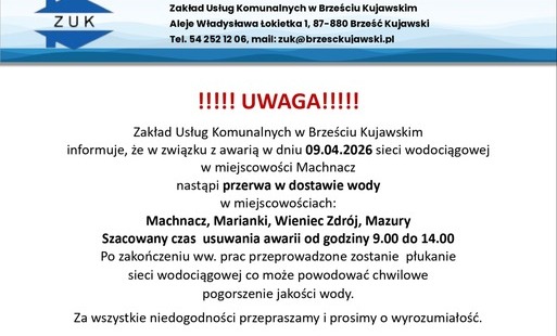 Zdjęcie do Komunikat dla mieszkańc&oacute;w - przerwa w dostawie wody