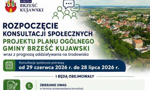 Zdjęcie do Rozpoczęcie konsultacji społecznych projektu planu og&oacute;lnego Gminy Brześć Kujawski wraz z prognozą oddziaływania na środowisko