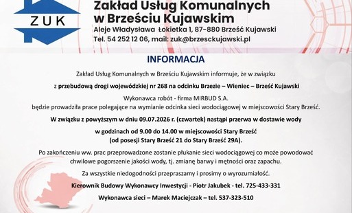 Zdjęcie do Komunikat dla mieszkańc&oacute;w - przerwa w dostawie wody