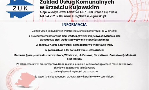 Zdjęcie do Komunikat dla mieszkańc&oacute;w - przerwa w dostawie wody