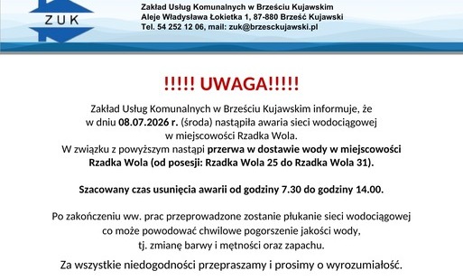 Zdjęcie do Komunikat dla mieszkańc&oacute;w - przerwa w dostawie wody