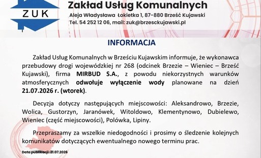 Zdjęcie do Komunikat dla mieszkańc&oacute;w - odwołanie komunikatu