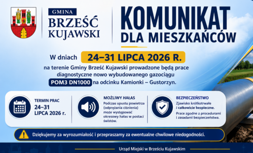 Zdjęcie do Komunikat dla mieszkańc&oacute;w &ndash; prace diagnostyczne na nowo wybudowanym gazociągu Kamionki - Gustorzyn