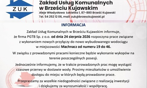 Zdjęcie do Komunikat dla mieszkańc&oacute;w - przerwa w dostawie wody