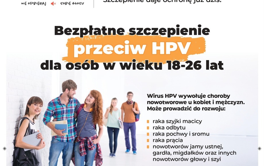 Bezpłatne szczepienia przeciw HPV dla osób w wieku 18-26 lat